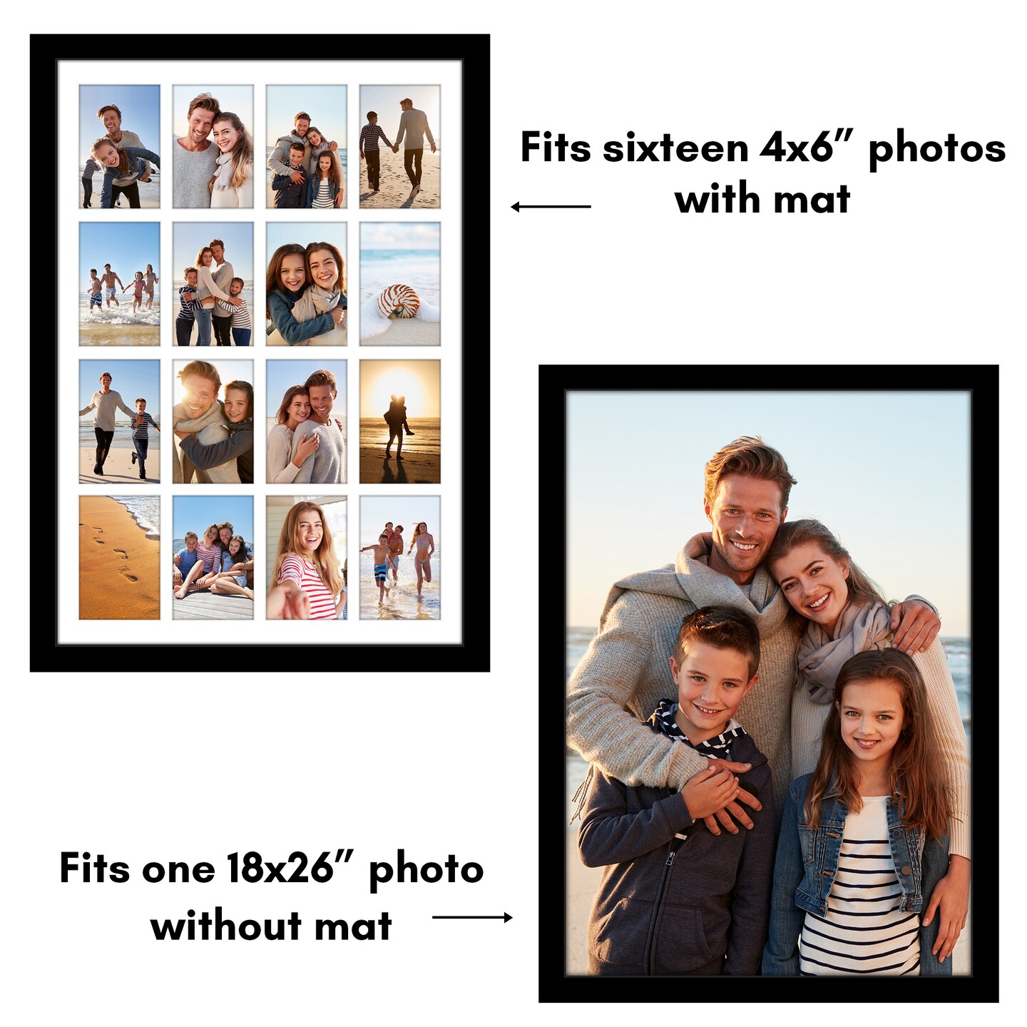 Americanflat 18x26 Collage Picture Frame - Use as Sixteen 4x6 Picture Frame Openings or One 18x26 Photo Frame Made of Engineered Wood with Polished Plexiglass