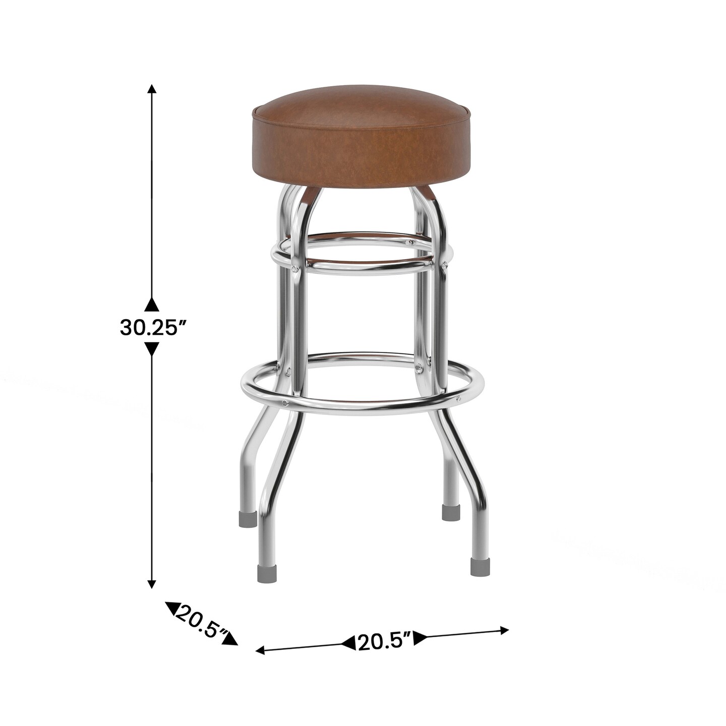 Emma and Oliver Retro Backless Double Ring Chrome Restaurant Dining Barstool