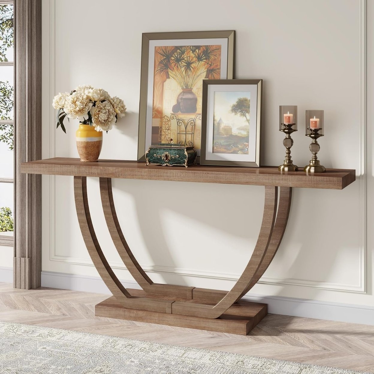 Tribesigns 63 Inch Farmhouse Console Table Sturdy Wood Entryway Table