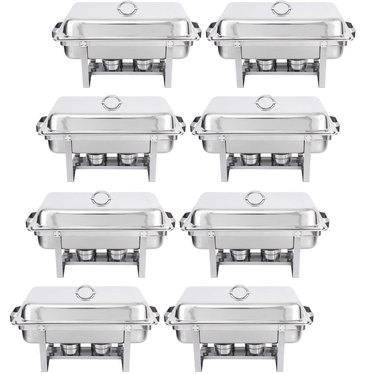 8 PACK CATERING STAINLESS STEEL CHAFER CHAFING DISH SETS 8 QT FULL SIZE BUFFET
