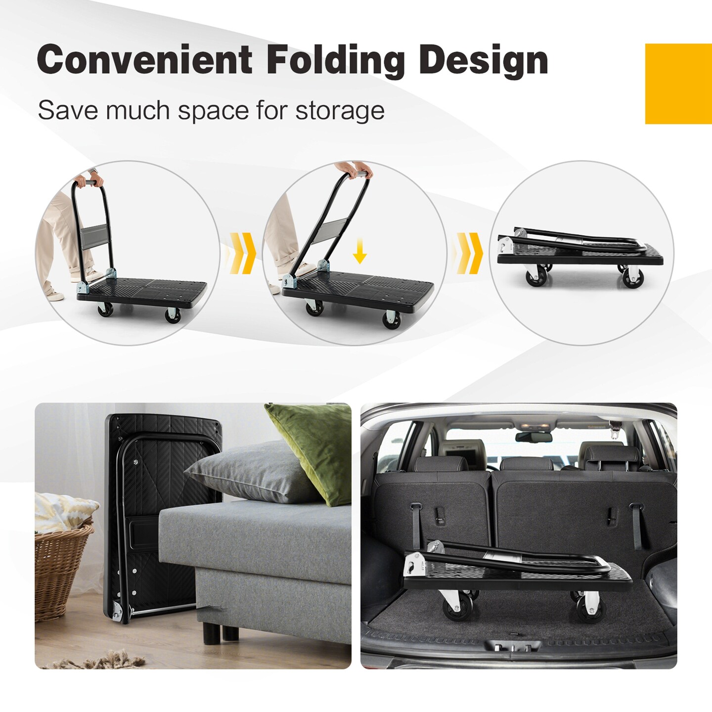 Costway Folding Push Cart Dolly Platform Hand Truck with 360&#xB0; Swivel Wheels 440LBS Capacity