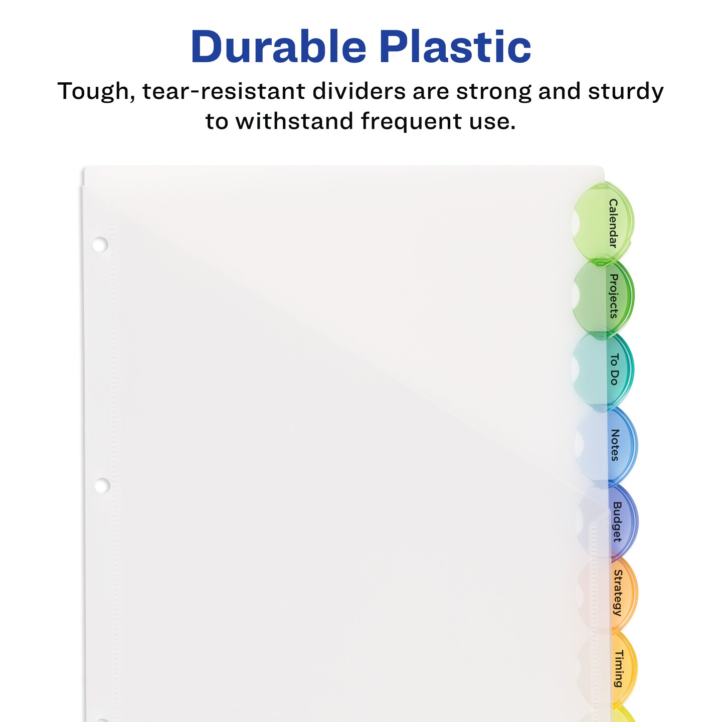 Avery Insertable Style Edge Pocket Plastic Dividers for 3 Ring Binders, 8-Tab Set, Style Edge Insertable Multicolor Tabs, Works With Sheet Protectors, 1 Set (11293)