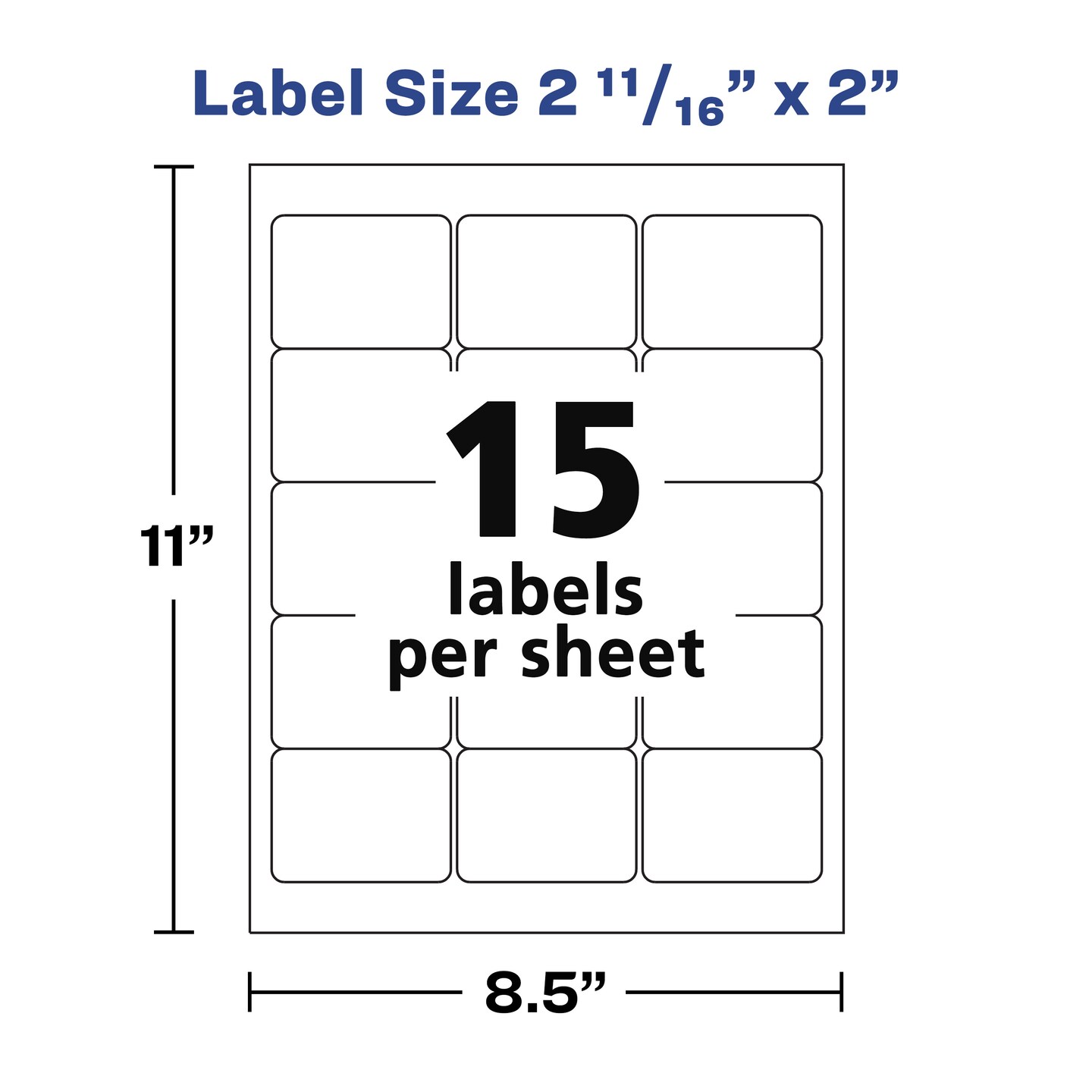 Avery Printable Blank Rectangle Labels, 2-11/16&#x22; x 2&#x22;, Matte White, 375 Customizable Labels (6490)