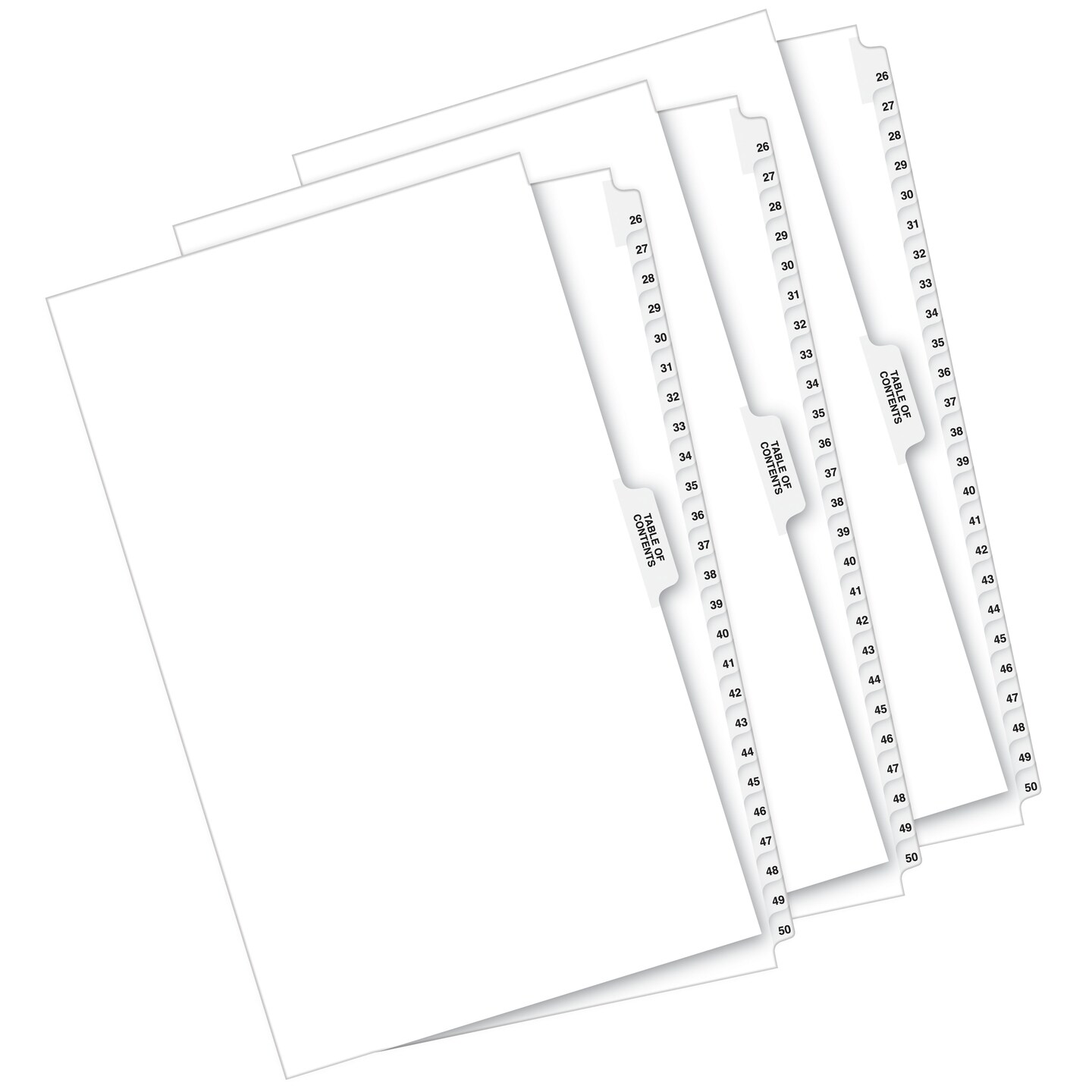 Avery Legal Exhibit Unpunched Dividers for Use with Any Binding System, Collated 26-50 and Table of Contents, 8.5&#x22; x 14&#x22;, 26 Side Tab Dividers Per Set, Helvetica Bold Type, 3 Sets (21885)