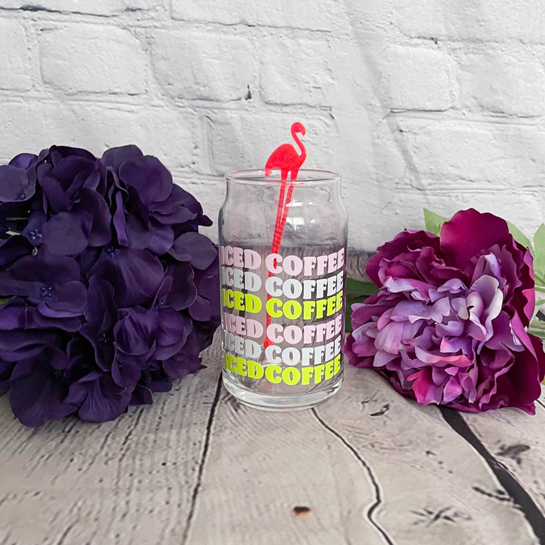 Floral Color Changing Glass Beer Can Glass Iced Coffee 