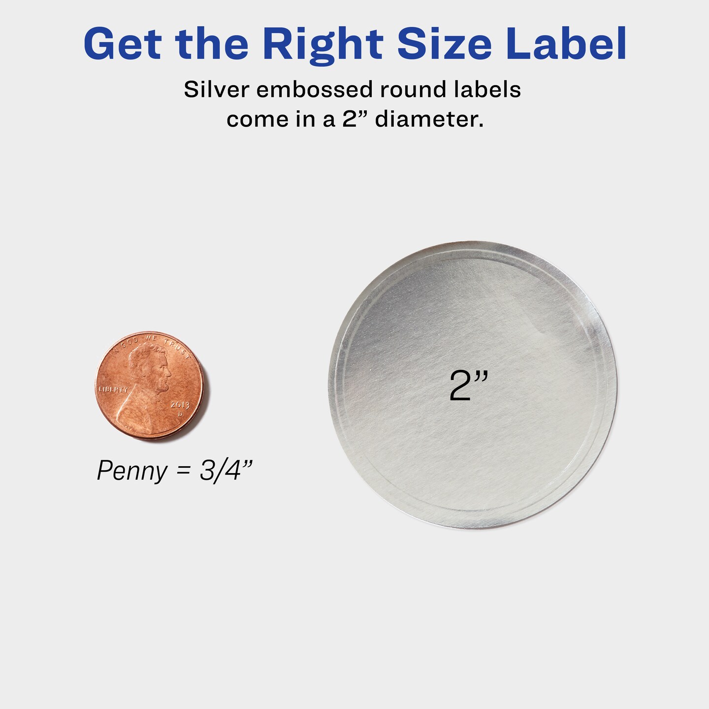 Avery Printable Embossed Foil Round Labels, 2&#x22; Diameter, Silver, 96 Customizable Labels (22824)