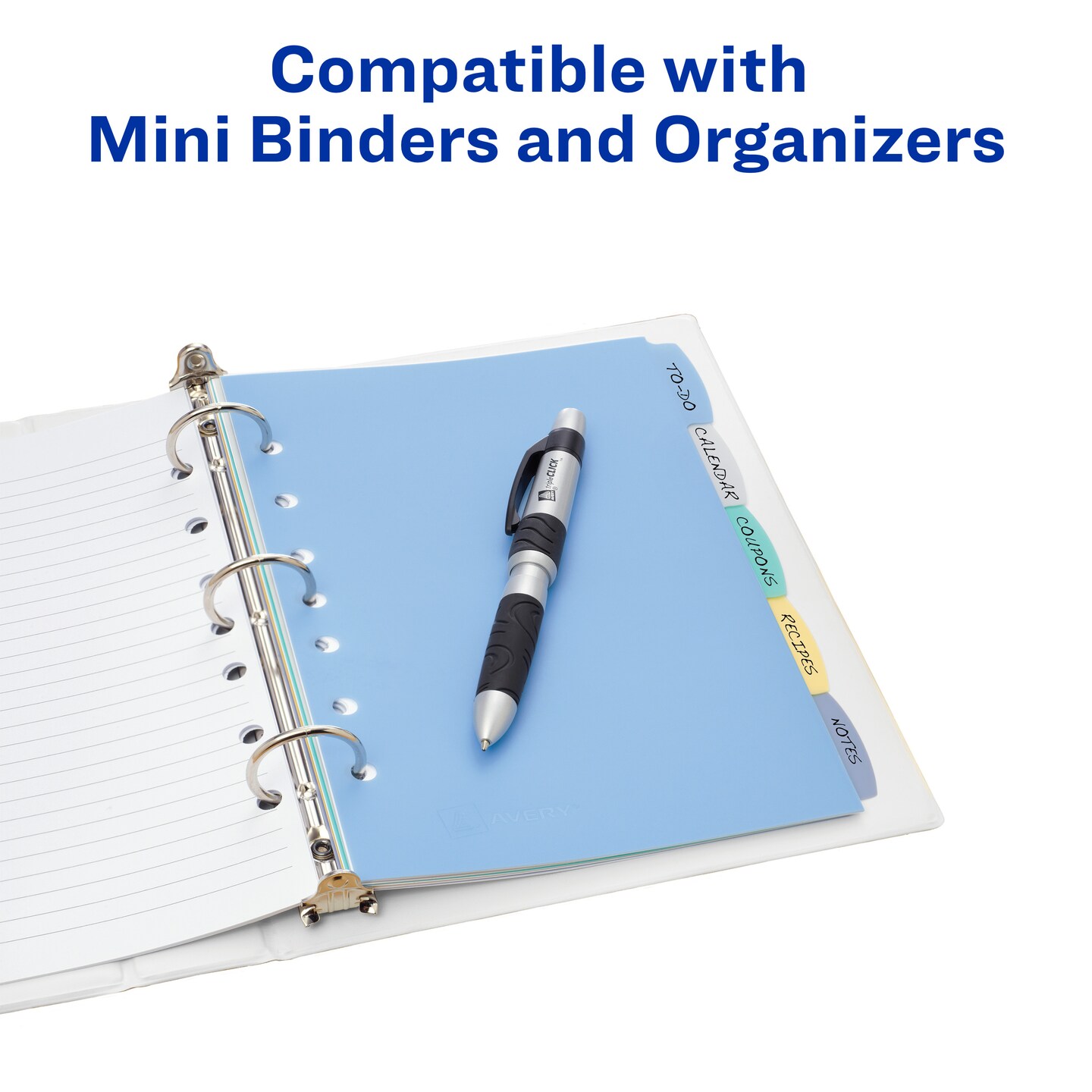 Avery Write &#x26; Erase Durable Plastic Mini Dividers for 3 Ring Binders and 7-Ring Binders, 5.5&#x22; x 8.5&#x22;, 5-Tab Sets, Multicolor, 4 Sets (21982)