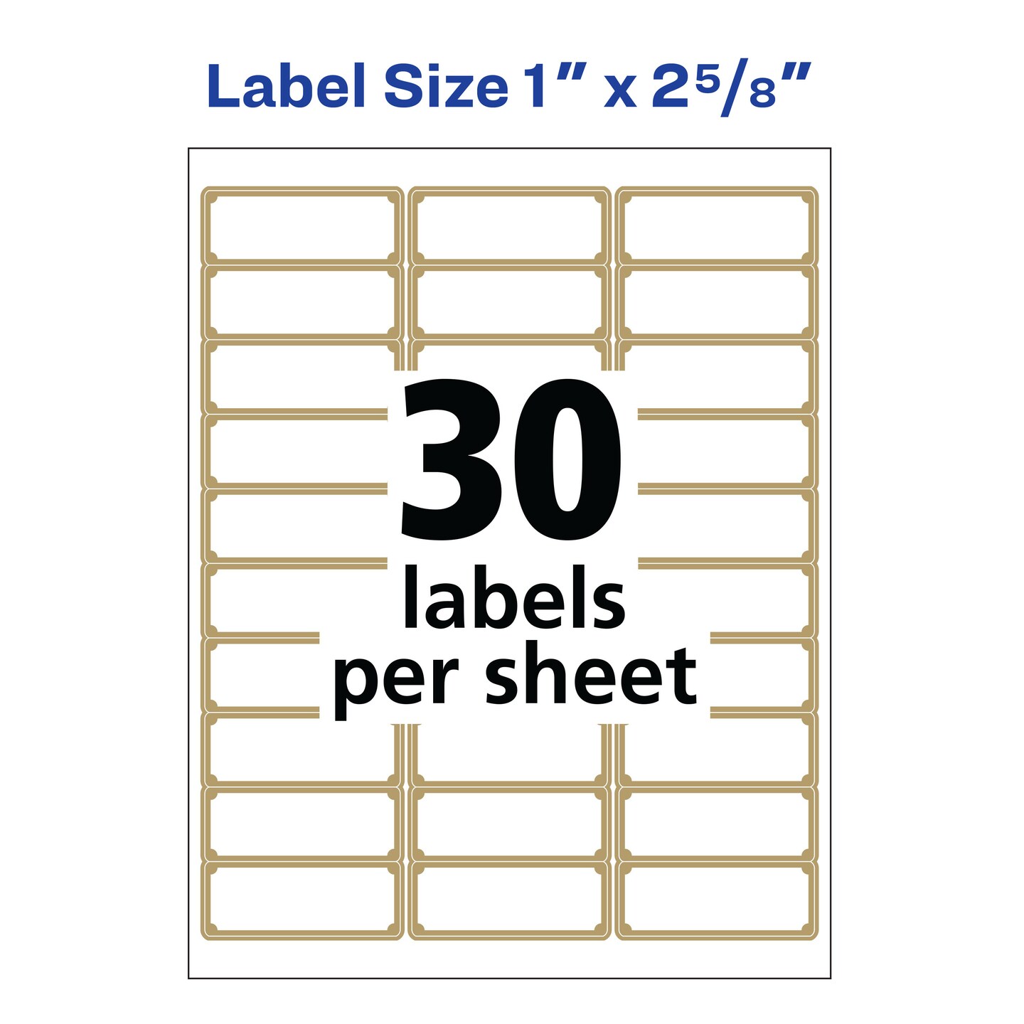 Avery Address Labels with Gold Border for Inkjet Printers, 1&#x22; x 2-5/8&#x22;,  300 Labels (6529)