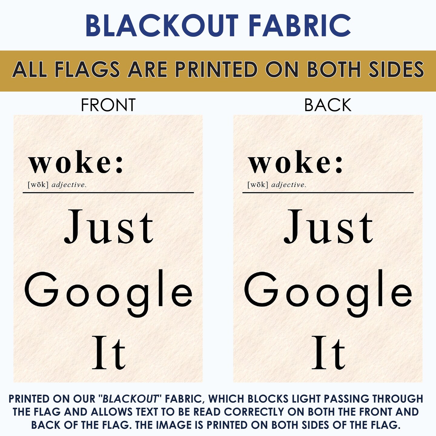 Woke Definition Decorative Funny Double Sided Flag