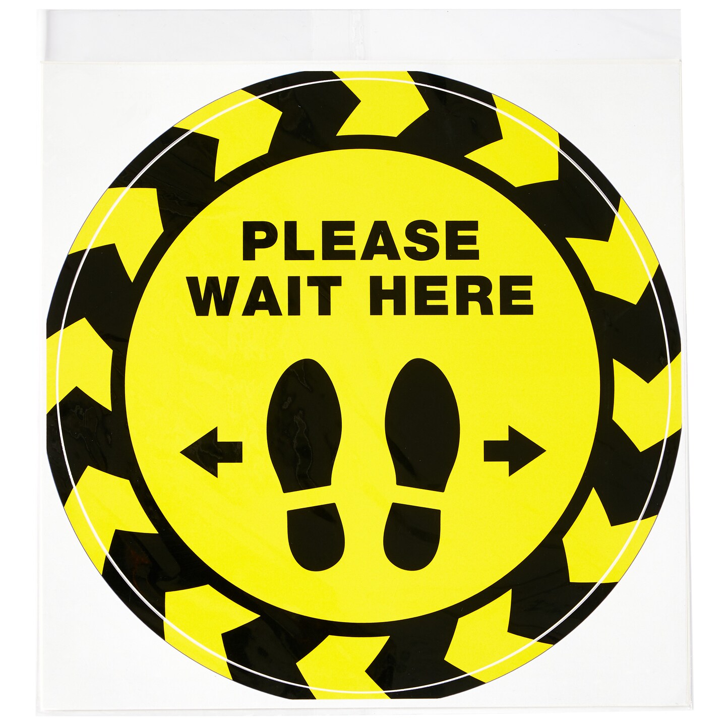 Avery Floor Decals, Please Wait Here, Yellow, 10.5&#x22; Diameter, 5 Removable Floor Decals (21952)