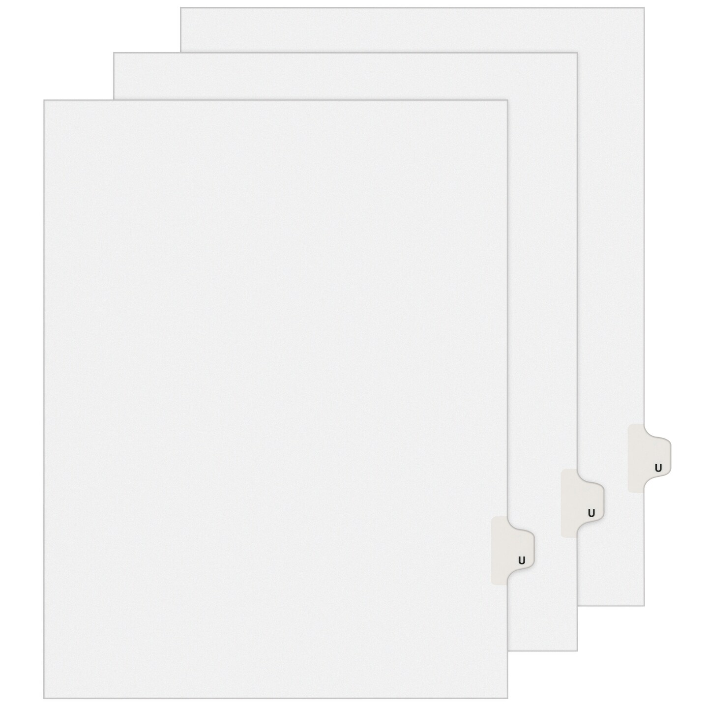 Avery Legal Exhibit Unpunched Dividers for Use with Any Binding System, Individual Letter U, 25 Side Tab Dividers Per Set, Helvetica Bold Type, 3 Sets (21870)