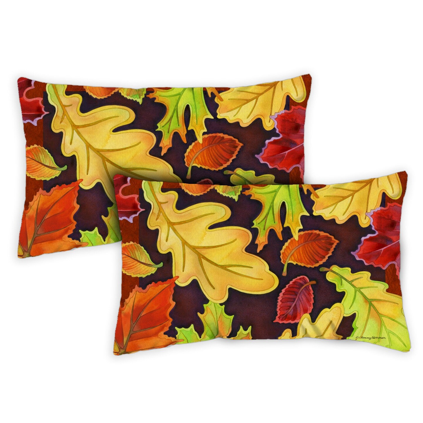 Leafy Leaves Decorative Fall Indoor/Outdoor Pillow Cover (set of 2)