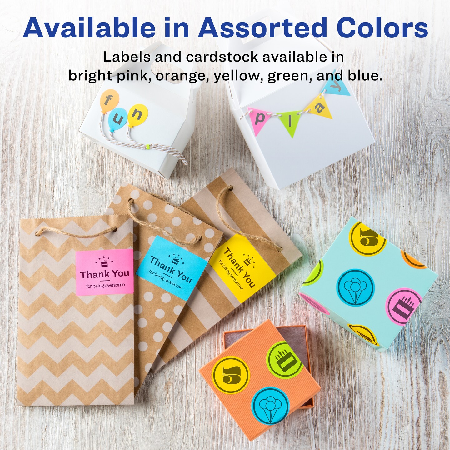 Avery Labels with Sure Feed, Assorted Bright Colors, 2&#x22; x 2-5/8&#x22;, Laser/Inkjet, 150 Labels (4331)