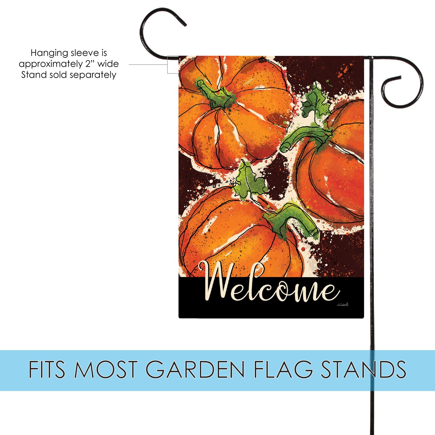 Painted Pumpkin Welcome Decorative Fall Double Sided Flag