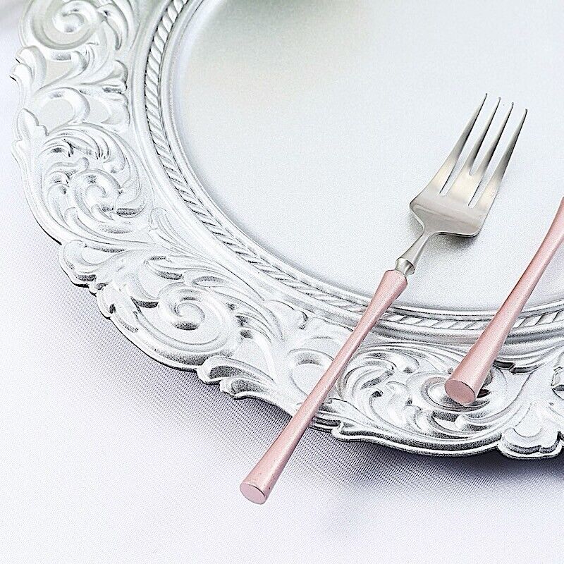 14-Inch Metallic Round Baroque Plastic Charger Plates