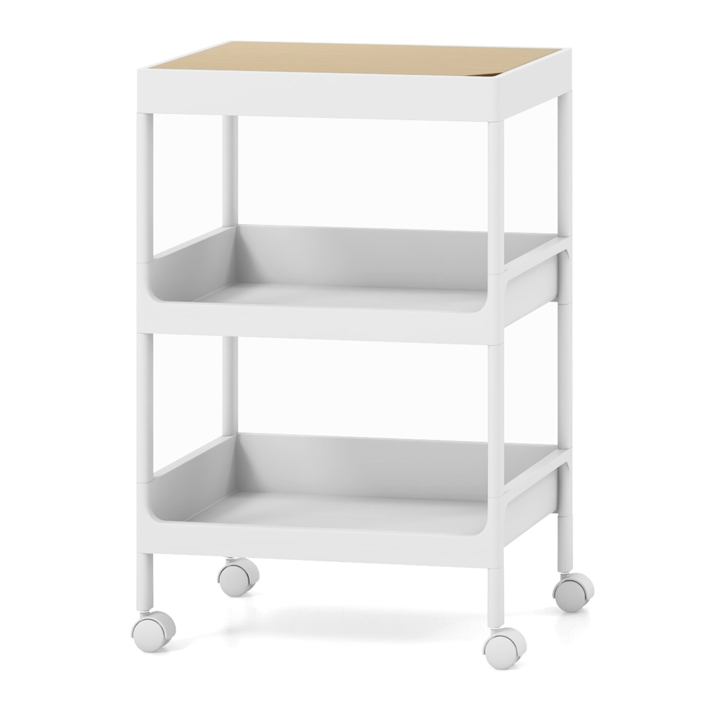 Utility Rolling Cart With Detachable Tray Top And Locking Wheels-3-tier