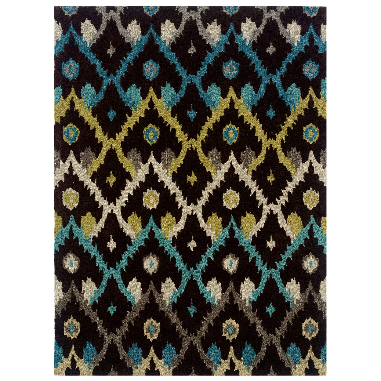 Linon Home Decor Trio Ikat Sand and Teal 8X10