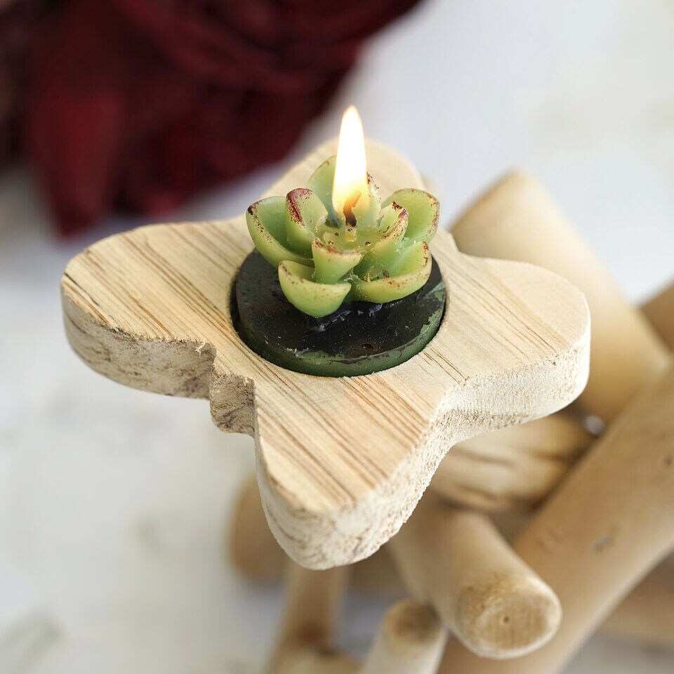 8-Inch tall Natural Driftwood Butterfly Top Candle Holder Stand