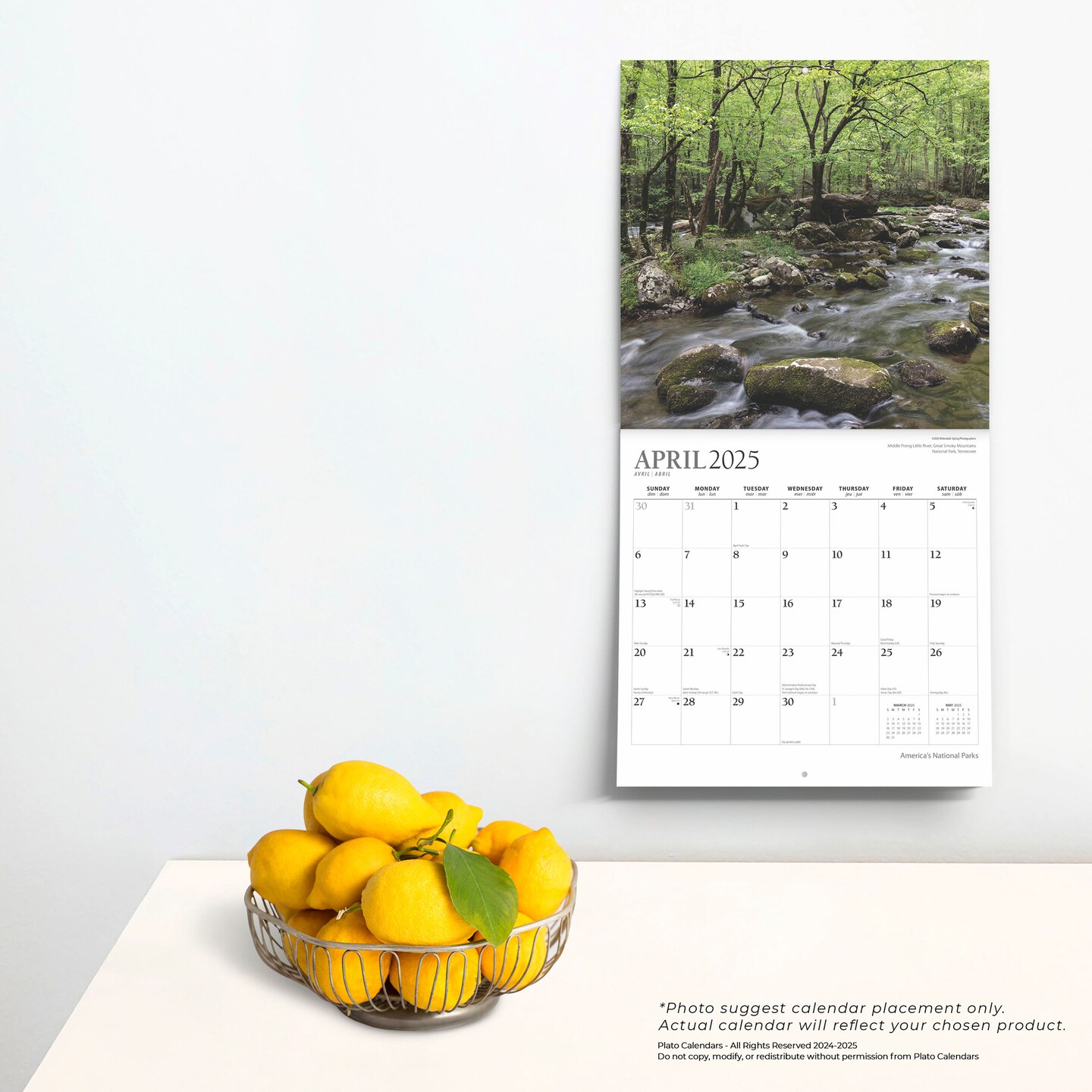 America&#x27;s National Parks | 2025 12 x 24 Inch 18 Months Monthly Square Wall Calendar | July 2024 - December 2025 | Plastic-Free | Plato | Yosemite Yellowstone