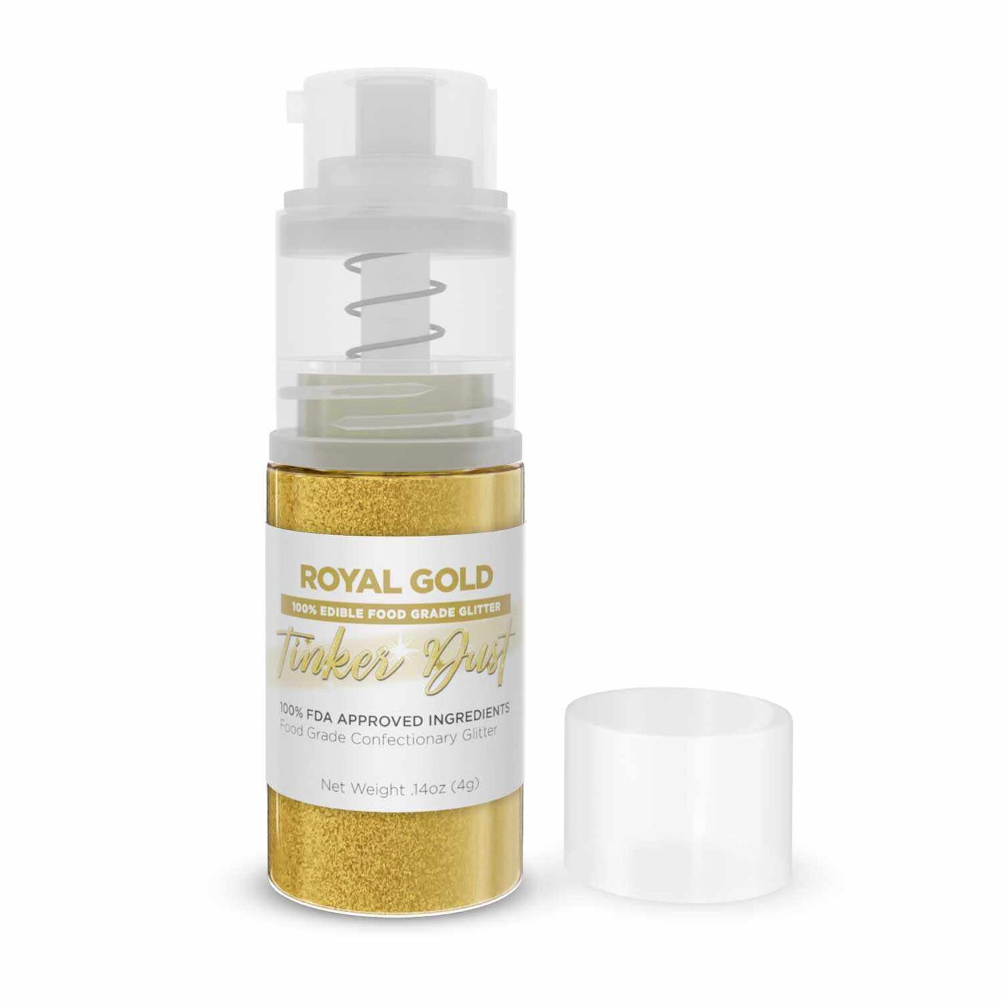 Royal Gold Edible Glitter Spray - Edible Powder Dust Spray Glitter for Food, Drinks, Strawberries, Muffins, Cake Decorating. FDA Compliant (4 Gram Pump)