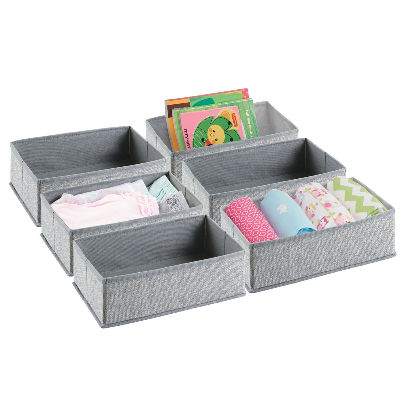 mDesign Fabric Bedroom Dresser Drawer/Closet Organizer Bins, 6 Pack