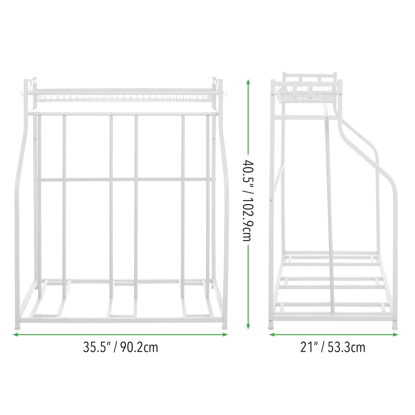 mDesign Free-standing Metal Bike Rack with Storage Shelf for Garage