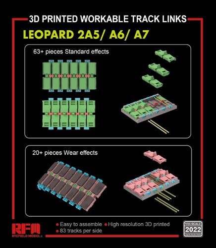 Ryefield  1/35 3D Printed Workable Tracks for Leopard 2A5/A6/A7 Plastic Model