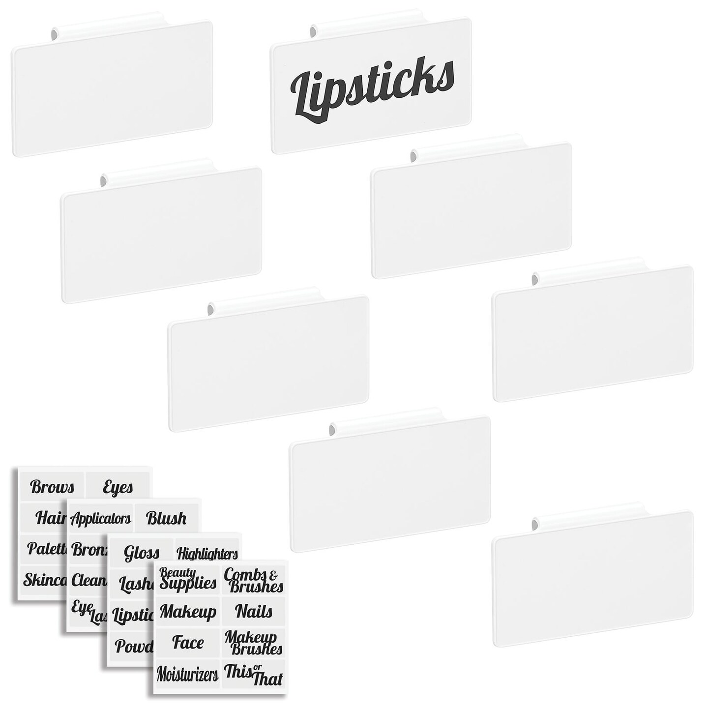 mDesign Plastic Clip-On Storage Tags, Set of 8 + 32 Labels