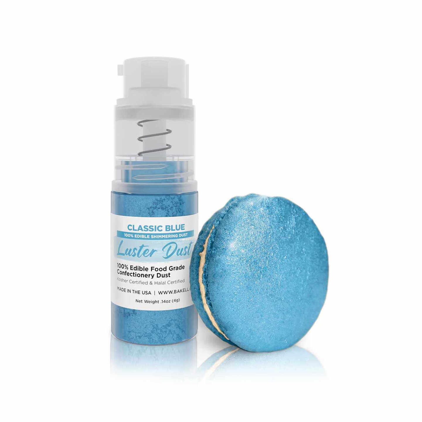 Classic Blue Luster Dust Spray | Luster Dust Edible Glitter Spray Dust for Cakes, Cookies, Desserts, Paint. FDA Compliant (4 Gram Pump)