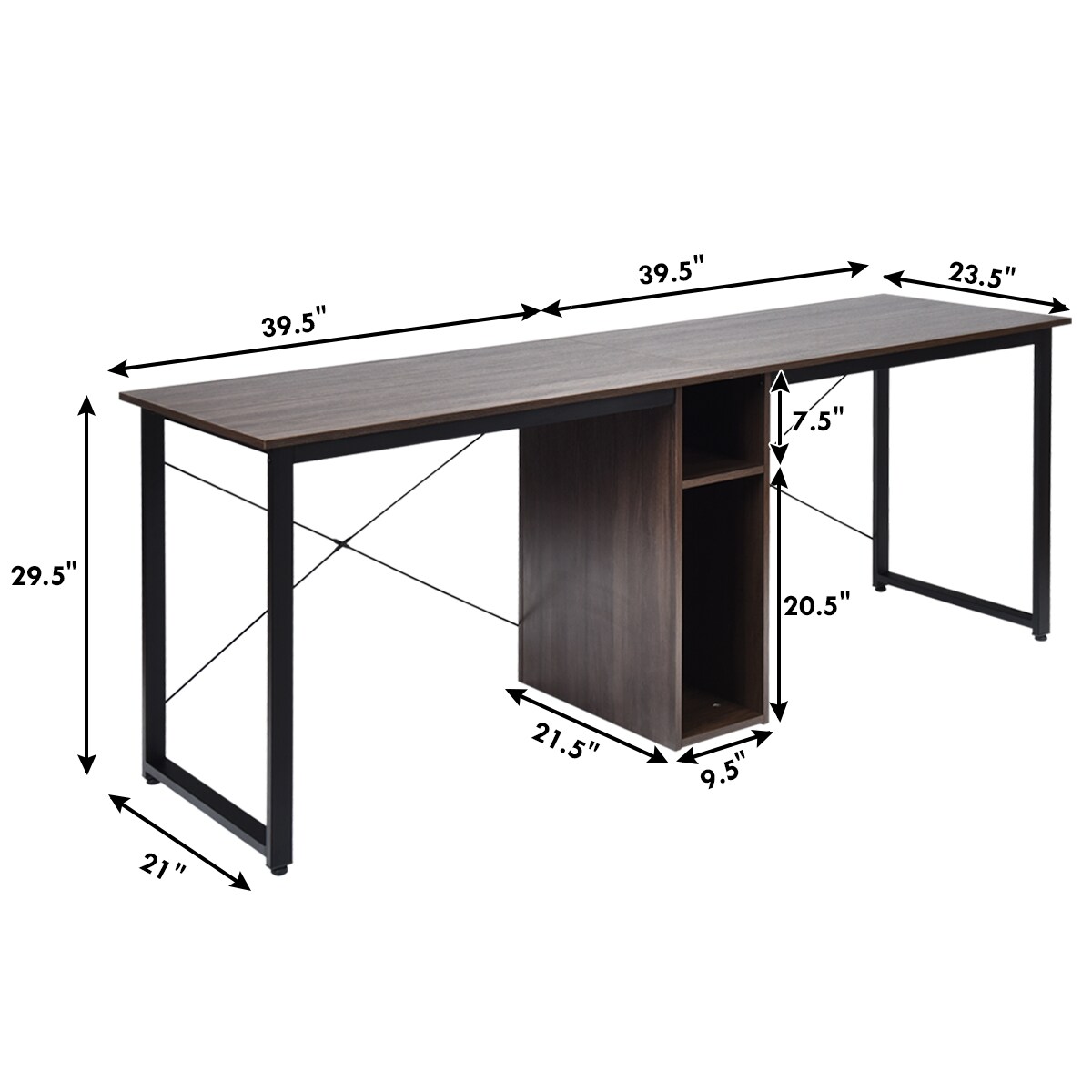 2 Person Computer Desk 79&#x27;&#x27;Large Double Workstation Dual Office Desk w/Storage