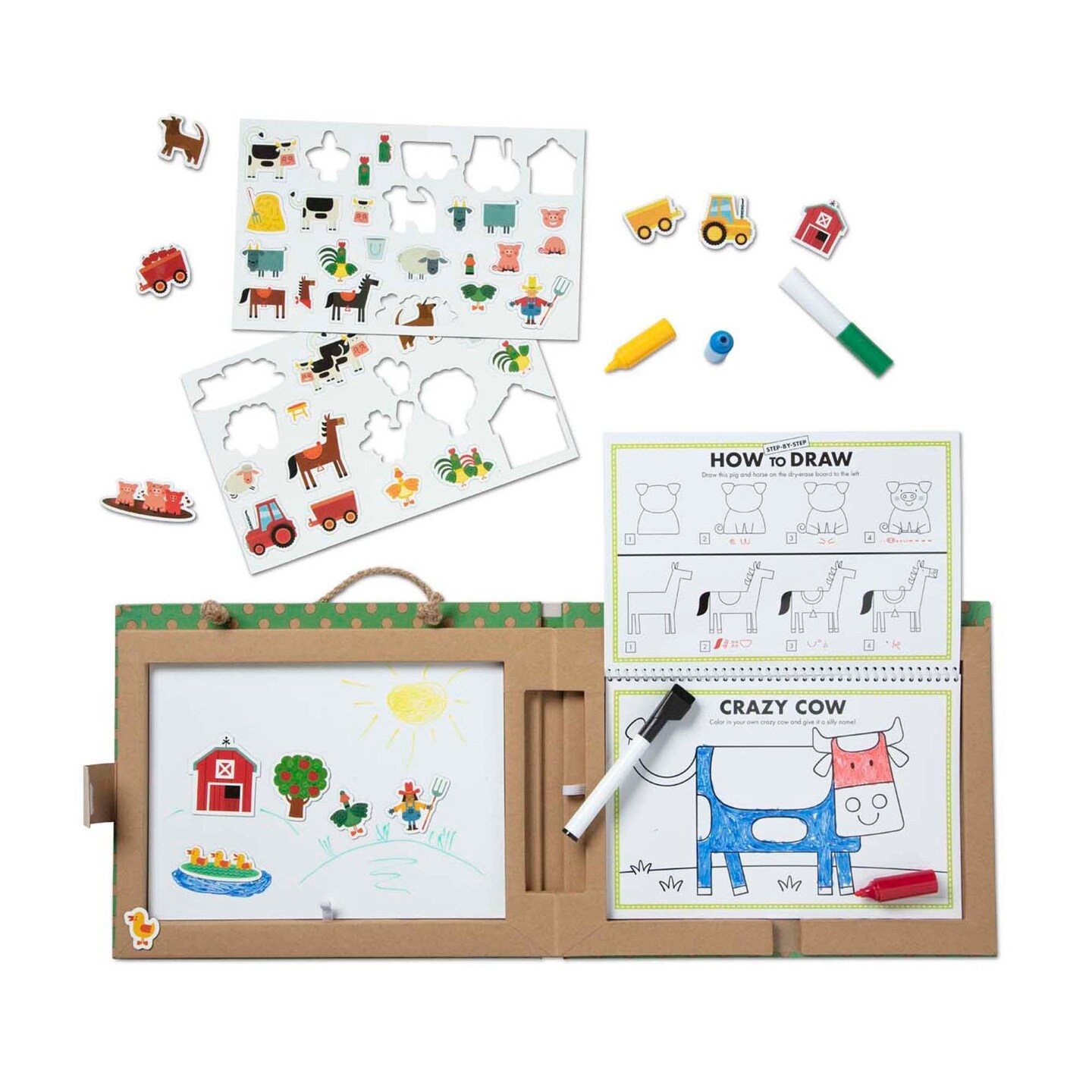 Natural Play: Play, Draw, Create Reusable Drawing &#x26; Magnet Kit - Farm