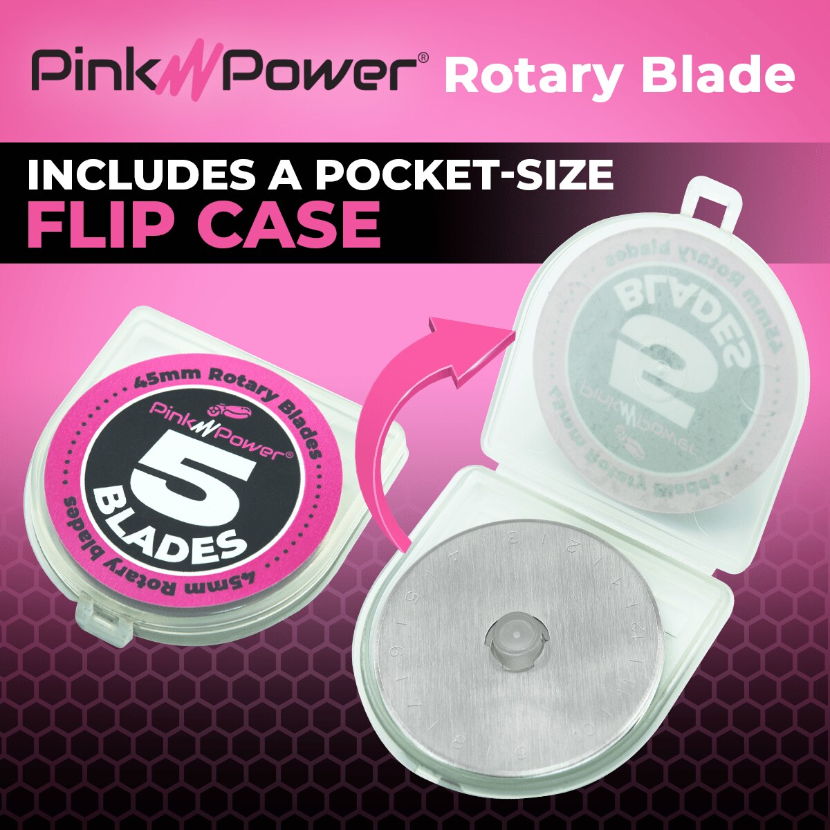 Pink Power 45mm Rotary Blades, 5ct.