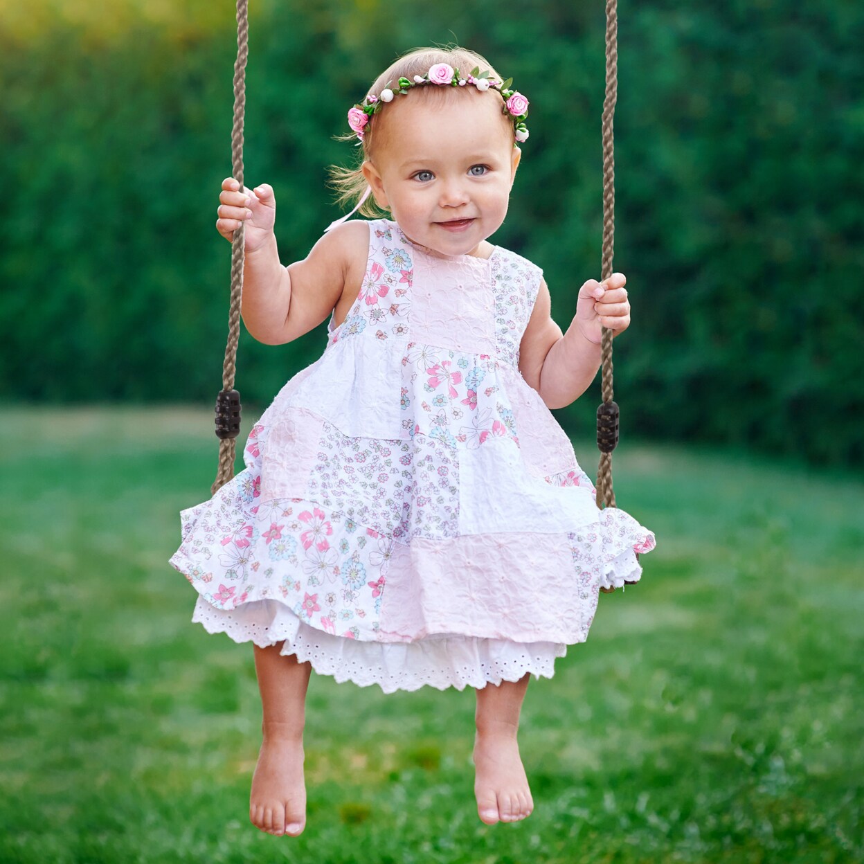 Hey! Play Wooden Tree Swing For Kids 68 Inch Ropes Outdoor Playset Toddler Swing