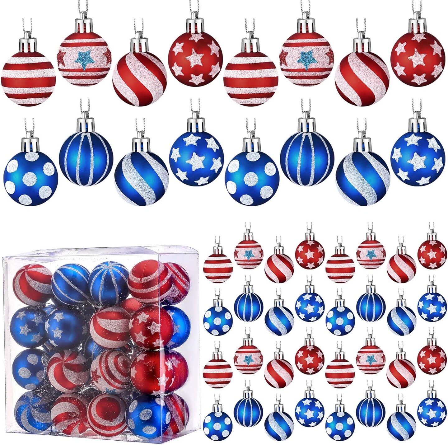 32 Pieces 4th of July Ball Ornaments Patriotic Decorations