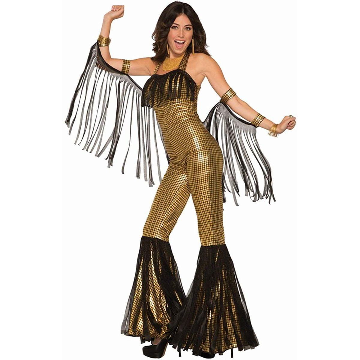 Disco Queen Women&#x27;s Costume Jumpsuit - Gold