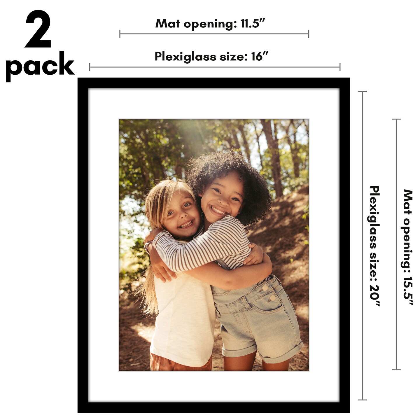 Americanflat 2 Pack of Picture Frames with Mat - Plexiglass Cover