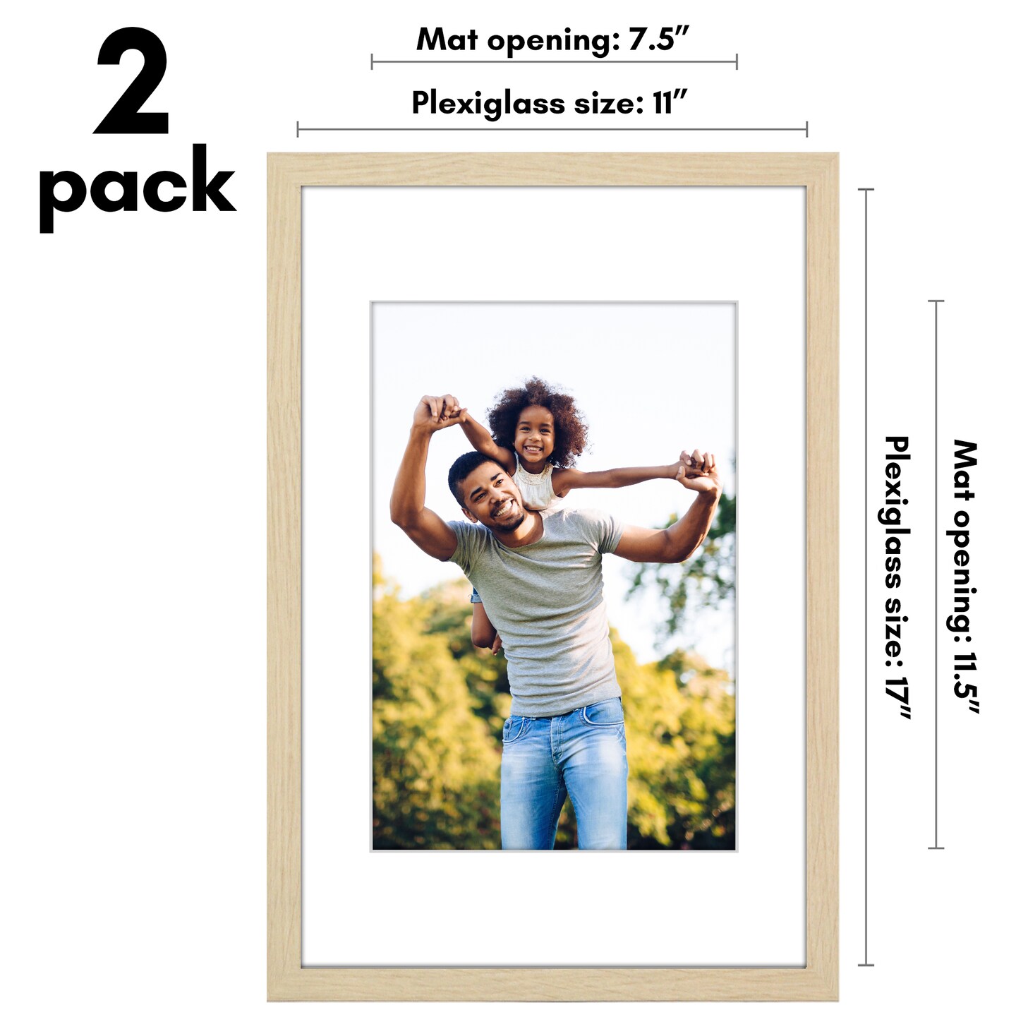 Americanflat 2 Pack of Picture Frames with Mat - Plexiglass Cover