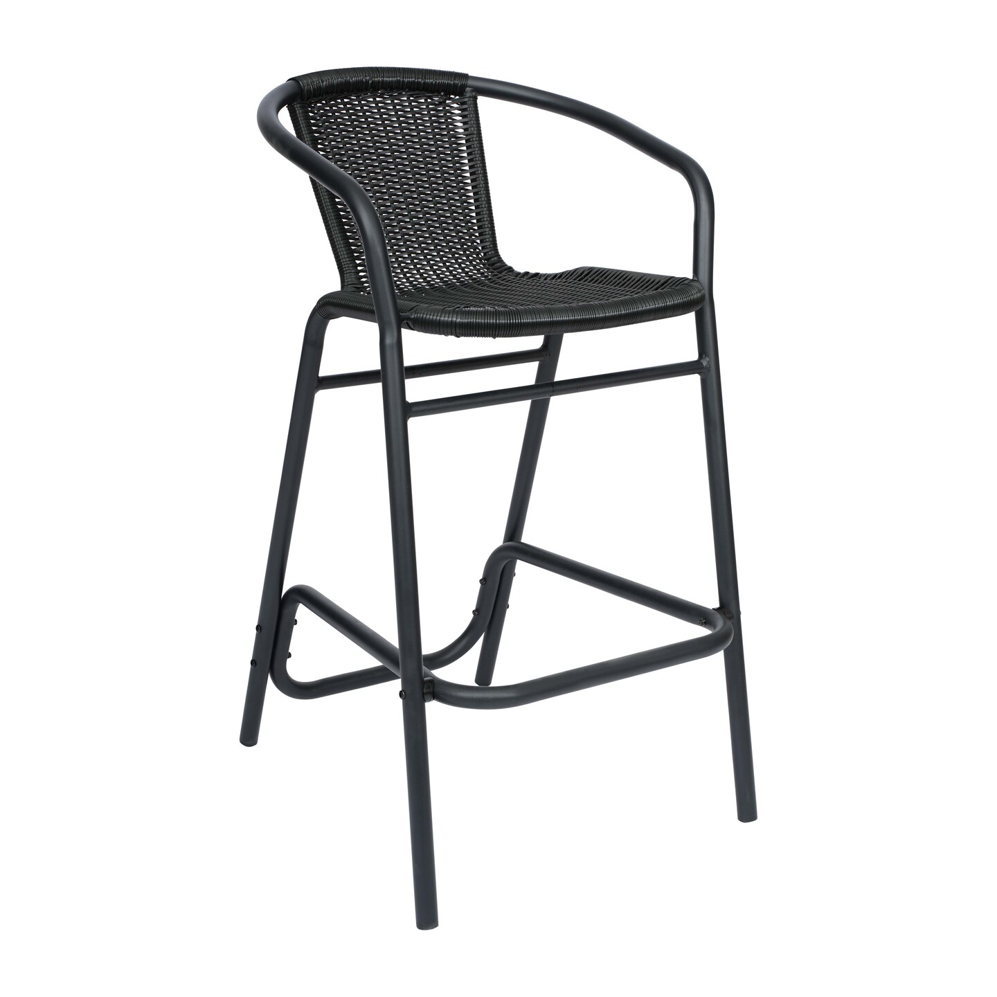 Merrick Lane Lille Restaurant Style Barstool with PE Rattan Seat for Indoor/Outdoor Use