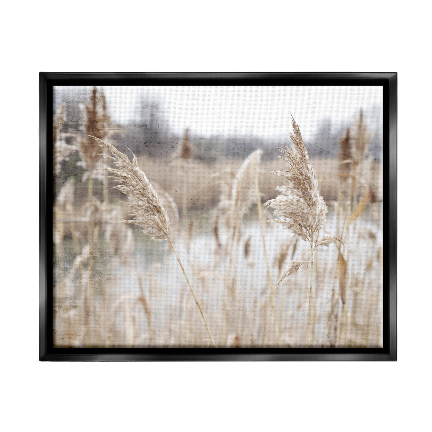 Stupell Industries Pampas Grass Reeds Lakeside Framed Floater Canvas Wall Art
