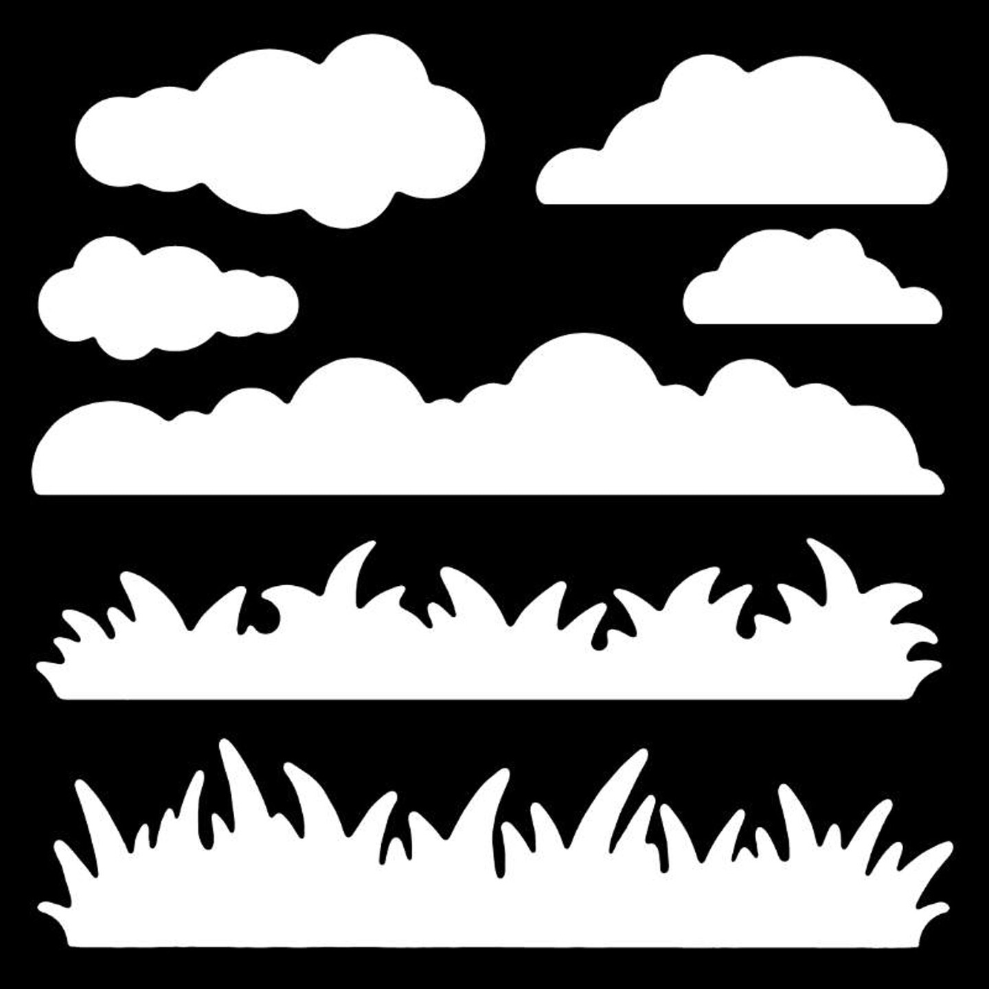 Woodware Craft Collection Woodware Grass &#x26; Clouds 6 in x 6 in Stencil