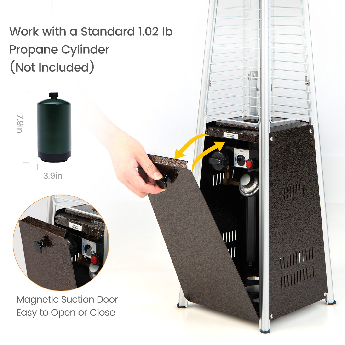 Portable Steel Tabletop Patio Heater with Glass Tube
