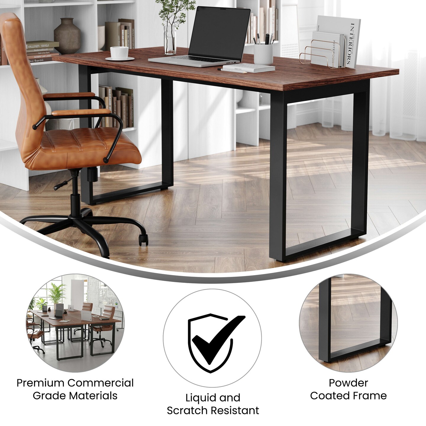 Emma and Oliver Remy 60x30 Dining or Gaming Table with Double Sided Laminate Table Top and Heavy Duty U-Frame Steel Base