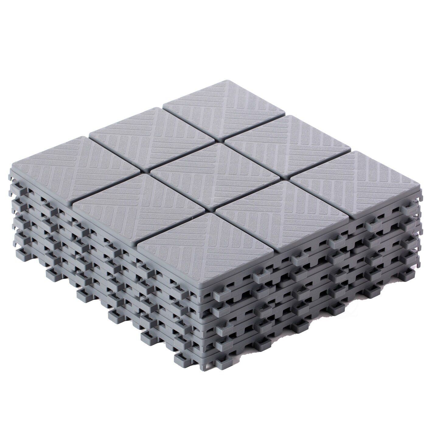 Gray Interlocking Garden Path Tiles Outdoor Flooring Decorative Floor Grass Paver, Pack of 5