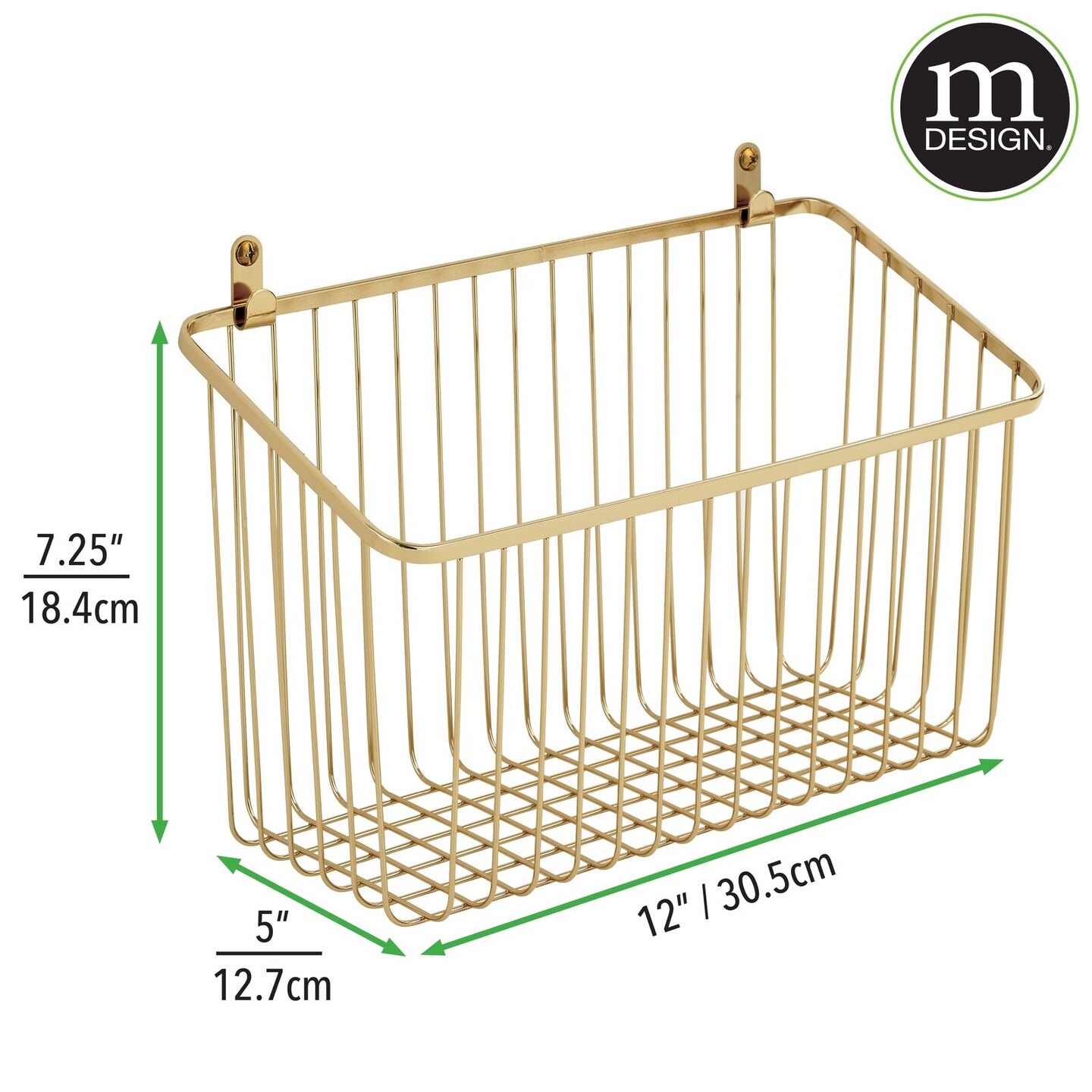 mDesign Metal Wall Mount Hanging Basket for Home Storage, 2 Pack