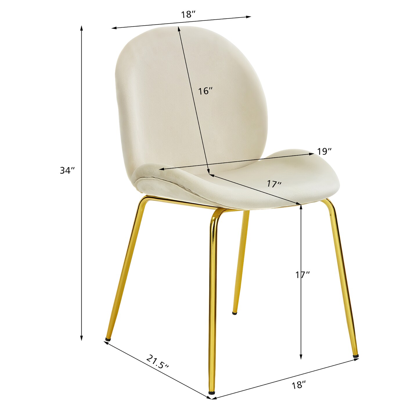 Costway Set of 2 Velvet Accent Chairs Dining Side Chairs w/Gold Metal Legs Pink/Beige/Green/Grey