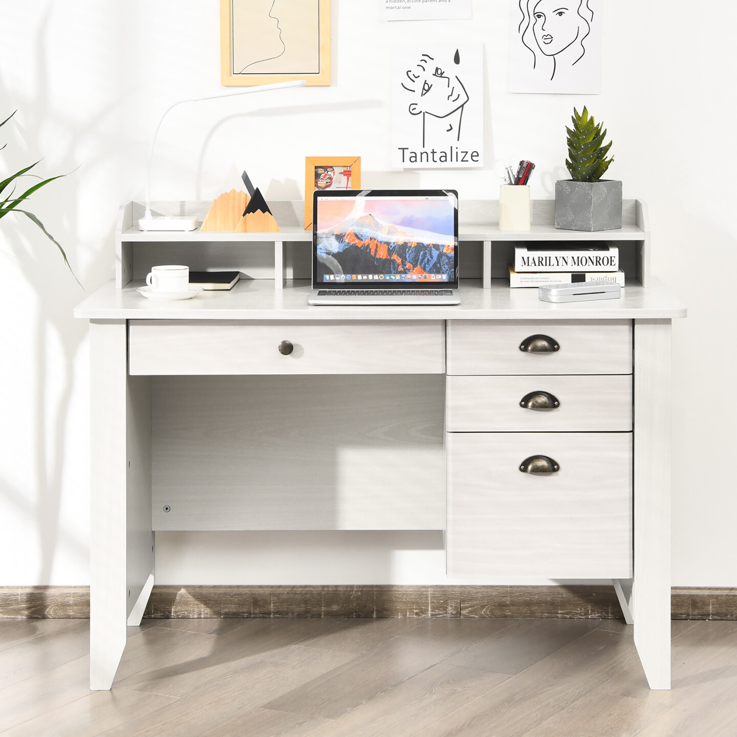 Costway Computer Desk PC Laptop Writing Table Workstation Student Study Furniture White