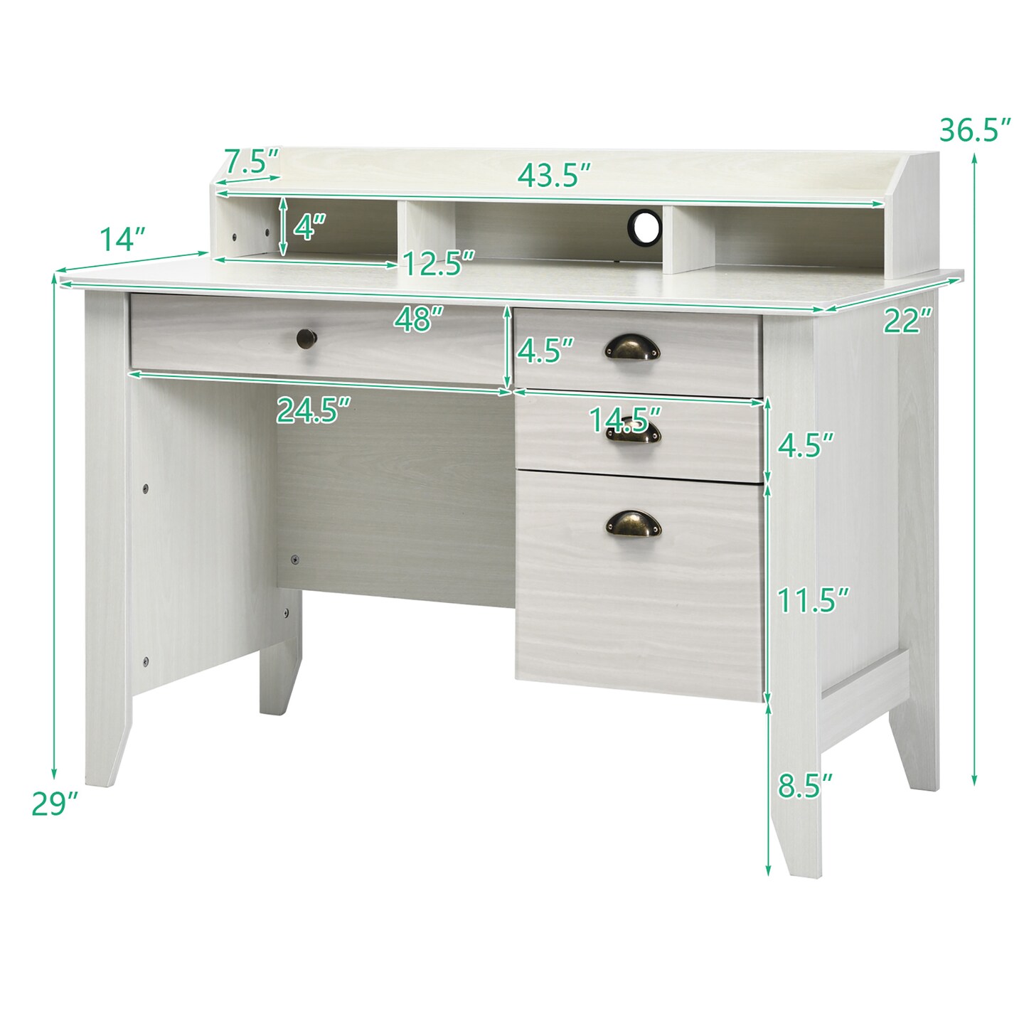 Costway Computer Desk PC Laptop Writing Table Workstation Student Study Furniture White
