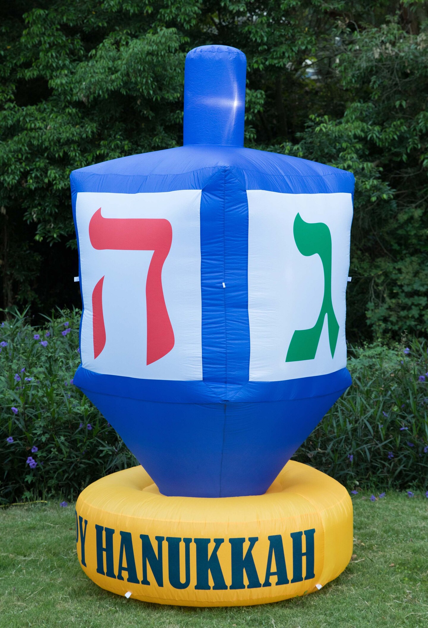 Giant Hanukkah Inflatable Dreidel - Yard Decor with Built-in Bulbs, Tie-Down Points, and Powerful Built in Fan