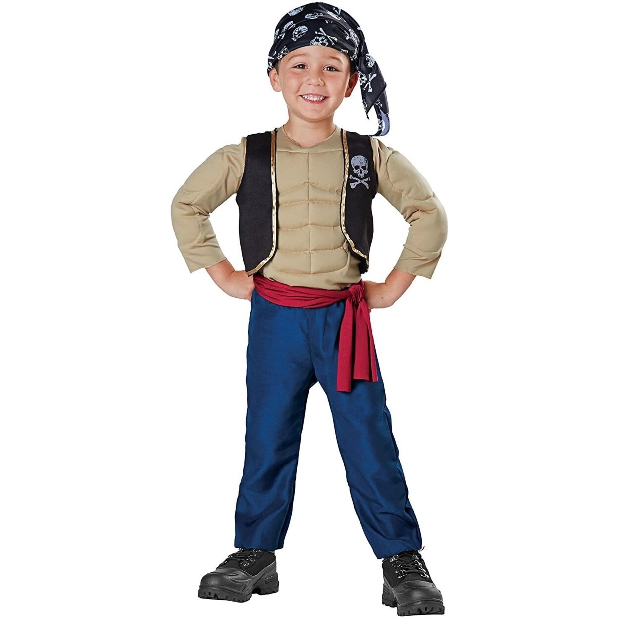 Seasons Pirate Ahoy First Mate Muscle Boys Size 2-4T Costume Bandana Vest Pretend