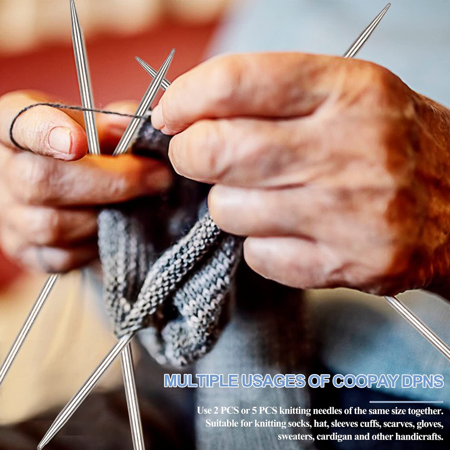 35 Pieces Double Pointed Knitting Needles Set 7.9", Stainless Steel Straight Knitting Needles 2.0mm-5.0mm, Double Ended Sweater Knitting Set Knitting Needle Kit with Knitting & Crochet Supplies